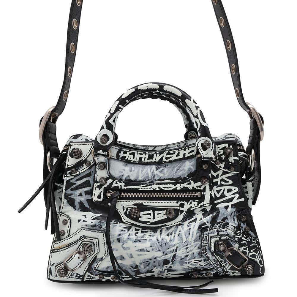 Balenciaga Neo Cagol Graffiti XS Handbag Shoulder Bag Black White - Picture 1 of 12